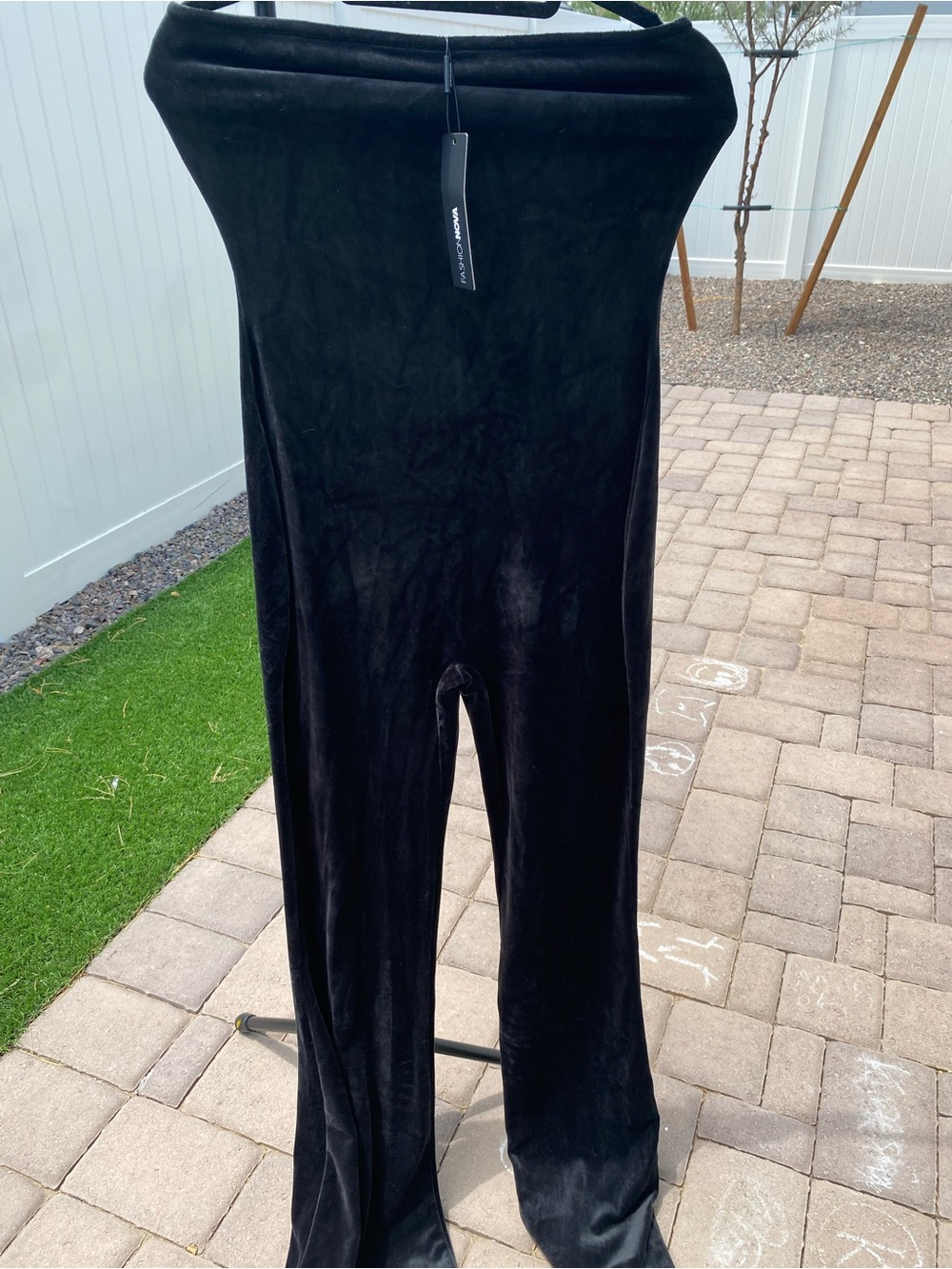 Fashion Nova Black Strapless Velvet Jumpsuit